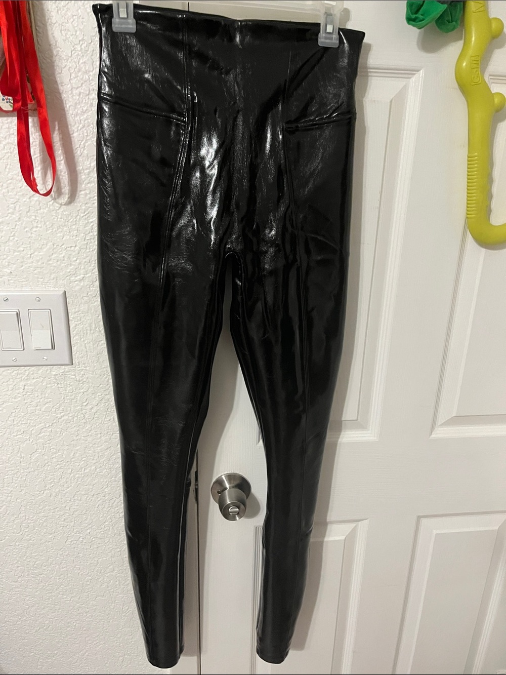 SPANX Shiny Black Faux-Leather High-Waist Leggings